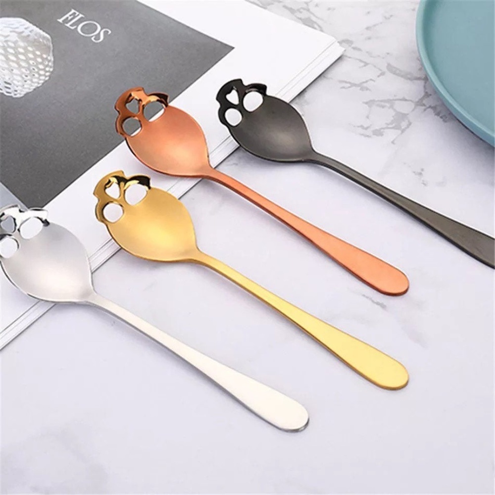 🌸 4PC SKULL SPOONS SKELETON GOTHIC SUS 304 BUNDLE SET GOTH COLLECTORS KITCHEN - Picture 11 of 15